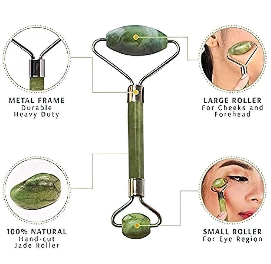 Jade Facial Roller & Massager | Natural Jade Stone Face Roller for Anti-Aging & Depuffing