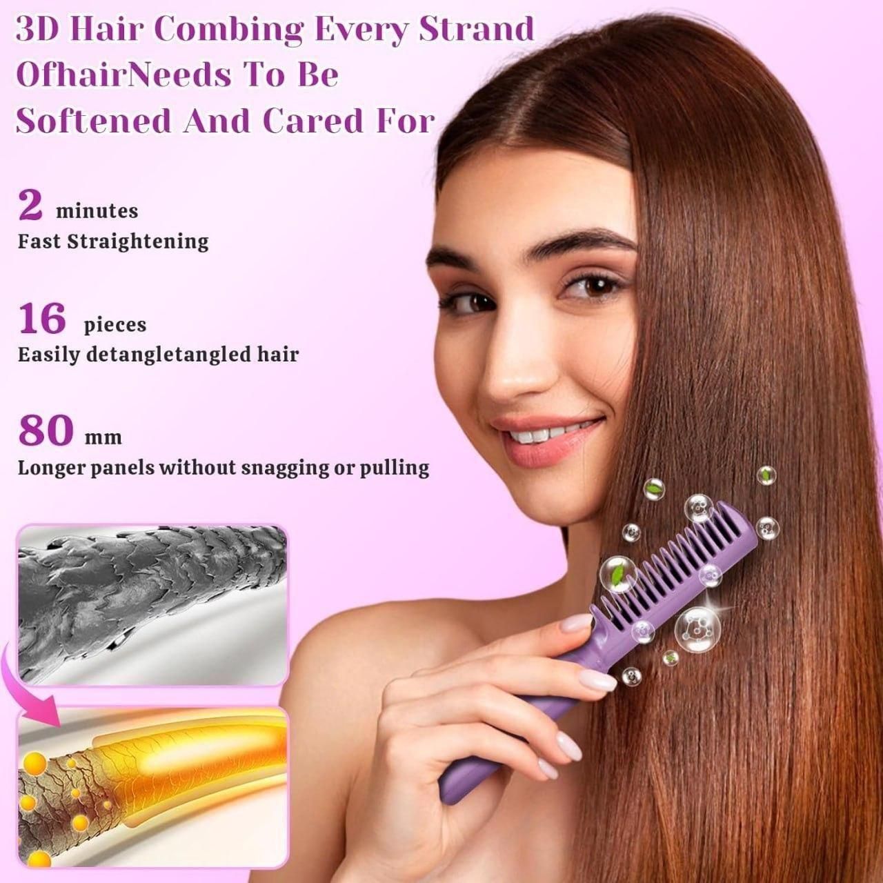 Meneflix Cordless Mini Hair Straightener | Portable Rechargeable Hot Comb (200°C Adjustable)