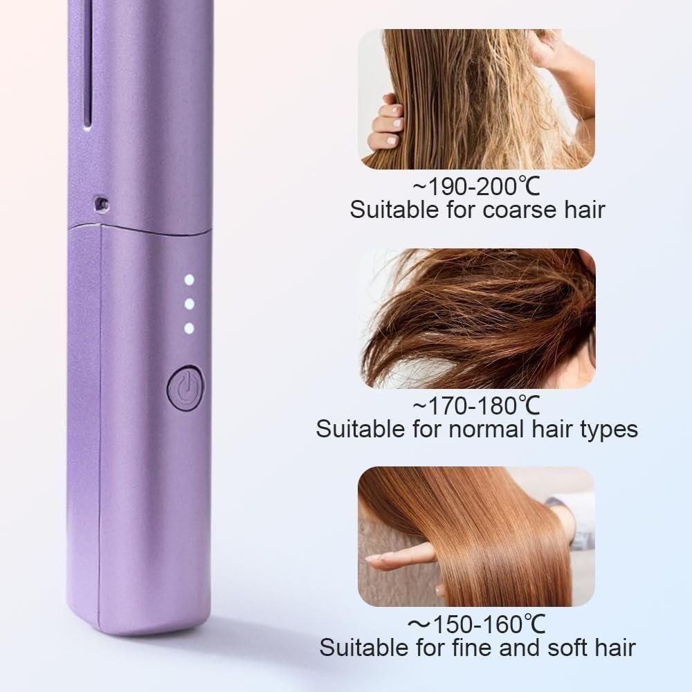Meneflix Cordless Mini Hair Straightener | Portable Rechargeable Hot Comb (200°C Adjustable)