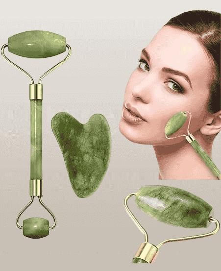 Jade Facial Roller & Massager | Natural Jade Stone Face Roller for Anti-Aging & Depuffing