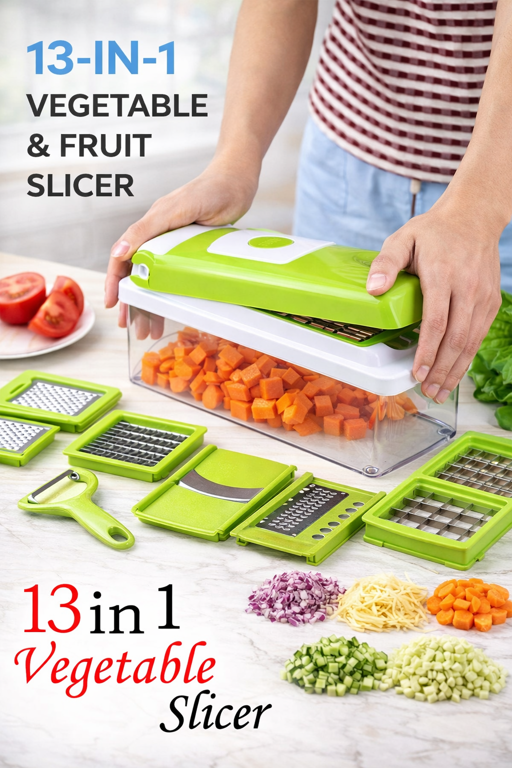 13-in-1 Manual Vegetable Grater, Chipser And Slicer