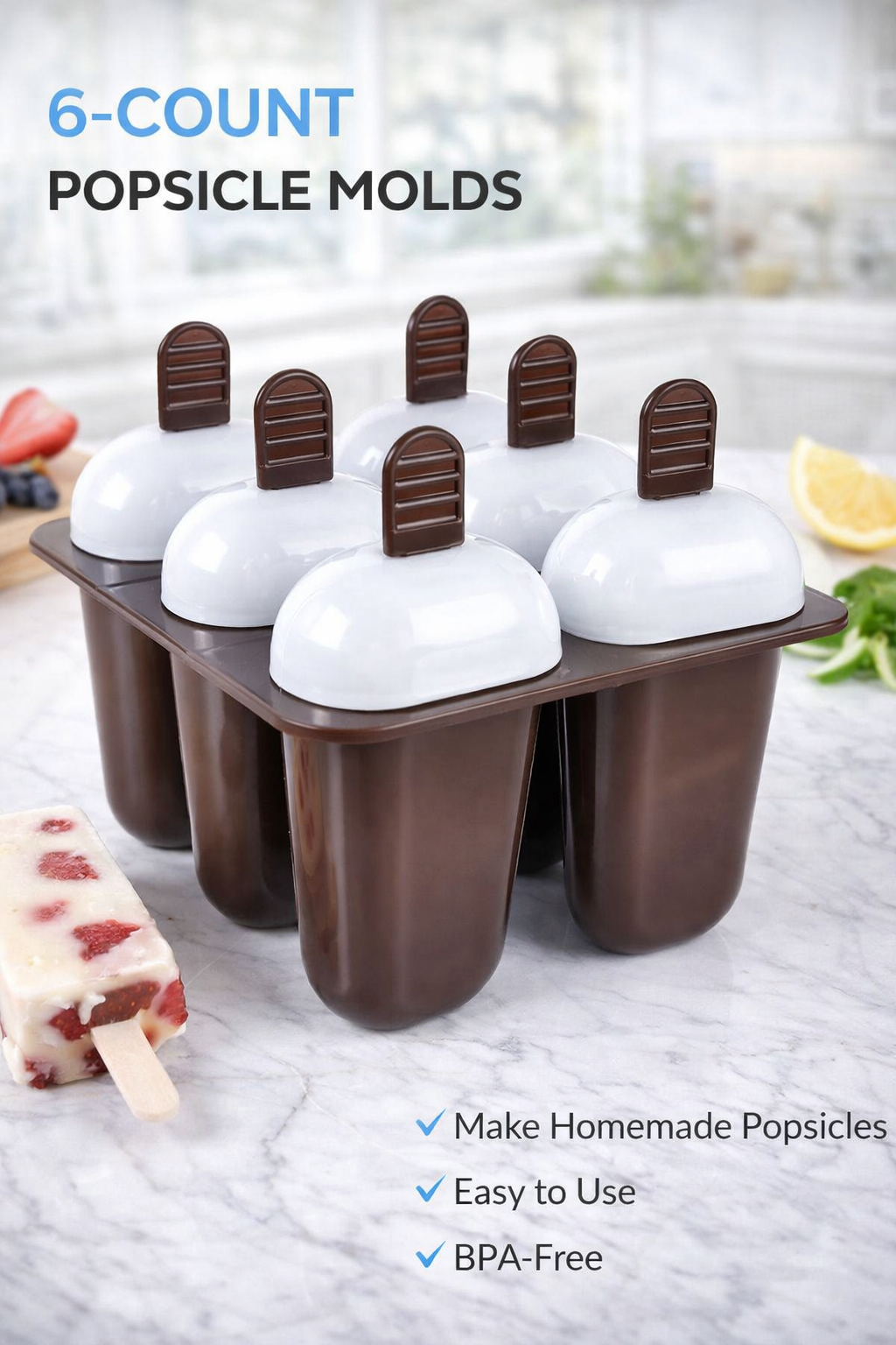 Ice Cream Maker, Kulfi Maker Moulds Set With 6 Cups (Multicolour)