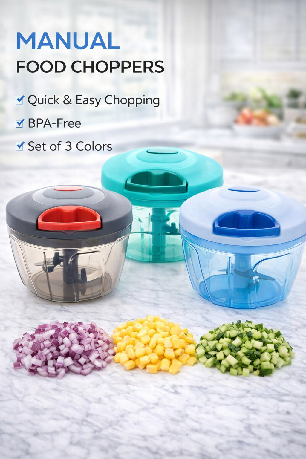 Manual Food Chopper – Compact Handheld Vegetable Cutter & Blender