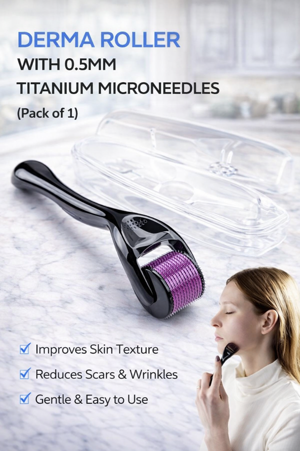 Derma Roller With 0.5 MM Titanium Microneedles (Pack of 1 )
